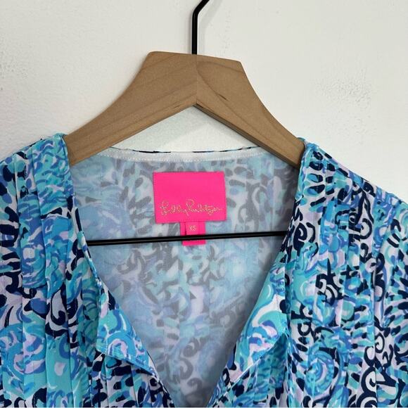 Lilly Pulitzer Marilina Tunic Dress Blue Haven Raising Shell Resortwear Beach XS - Picture 4 of 6